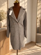 Płaszcz damski boucle M L XL szaro-beżowy NOWY z metką