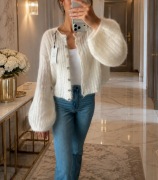 Sweter moherowy nowy rozmiar uniwersalny dzwonkowate rękawy 