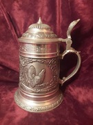 Piękny kolekcjonerski cynowy kufel myśliwski Bawaria XXw. 