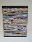 "Via mare" nowoczesny abstrakcyjny obraz, płótno, akryl, metal flakes