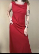 Sukienka wieczorowa maxi elegancka na studniówke czerwona syrenka L 40