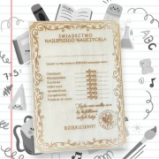 Świadectwo koniec roku z grawerem podziękowanie 