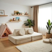 Sofa dziecięca Kiki Koala, modułowa 6-elementów, szara,certyfikat OEKO-TEX