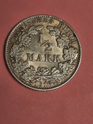 6W NIEMCY 1/2 MARKI 1916  ROK E SREBRO STAN ZACHOWANIA 1 SUPER !!!