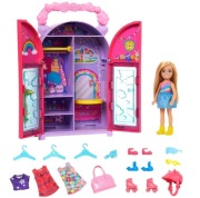 Barbie szafa Chelsea zestaw + lalka, ubranka i akcesoria HXN03
