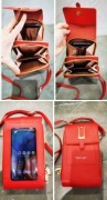 Czerwona torebka 2w1 na telefon portfel crossbody mini z okienkiem pojemna