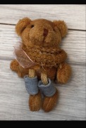 Uroczy mały miś w getrach w walonkach/ brelok 9 cm - styl vintage