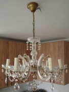 Lampa żyrandol białe szkło kryształki