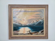 Stary obraz na płótnie sygnowany Grenlandia 