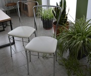 2x Krzesło klasyczne ze szczebelkami CHROM / skóra biała -TAPICEROWANE