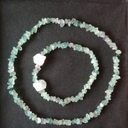 Naturalny Fluoryt Zielony naszyjnik + bransoletka - surowe bryłki 