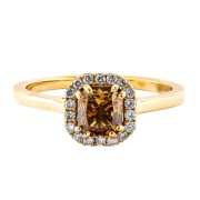 Pierścionek 14K złoto 585 z diamentem 1,17 ct fantazyjny brąz IGI 15