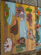 Edukacyjne klocki drewniane. Układanka.  .Cena za 1 szt.