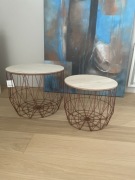 Komplet dwa stoliki ażurowe nowe beżowy i brąz miedź