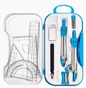 Cyrkiel 10 elementów do szkoły linijka ekierka gumka kątomierz strugaczka