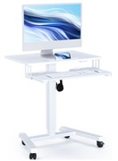 Biurko mobilne BONTEC regulowane stojące białe na kółkach