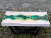 Stolik kawowy 100 x 51.5 bukowy rzeka rzeźbiona ręcznie