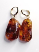 SPEKTAKULARNE Kolczyki – Naturalny Bursztyn Bałtycki & Złocone Koła