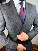 NOWY krawat szantung bordowo granatowy SuitSupply ślubny jedwabny włoski