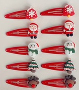 Spinka do włosów święta –czerwona, bałwan renifer choinka, Mikołaj