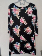 Czarna sukienka w kwiaty / kwiatki h&m rozm m