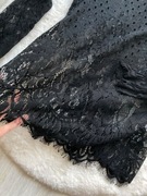 Stradivarius czarny koronkowy ażurowy top bluzka z długim rękawem S