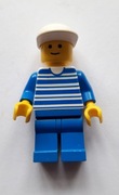 LEGO FIGURKA hor008 mężczyzna bluzka białe - niebieskie paski Classic