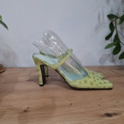 Giampiero Pollini sandały skóra 37 zielone w groszki Mary Jane Made  Italy