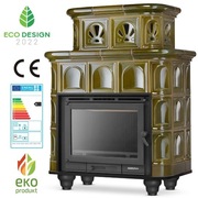 Piec kominek koza kaflowy ceramiczny obudowa kominkowa SALZBURG pistacjowy