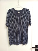 Ciemnogranatowa sweterkowa bluzka z dekoltem V na 44/46 XXL damska