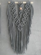 SZARA MAKRAMA SMUKŁA ze sznurka na ścianę 30 x 60 NOWOCZESNA