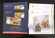 Zestaw folderów do banknotów kolekcjonerskich NBP .Siedem sztuk.