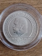 3 marki Niemcy 1929 "A" Hindenburg, srebro, Ag 