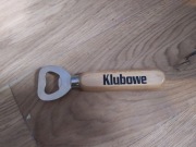 Otwieracz do piwa Klubowe drewniany metalowy 14 cm PRL