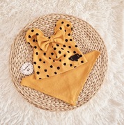 #handmade śliczny jesienny komplet "miś" czapka + chustka 12-18 miesięcy 