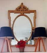 2 stylowe czarne lampy SPOTLIGHT, tkanina + dąb