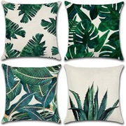 Lniane poszewki dekoracyjne tropikalne liście zestaw 4 szt. 45x45 cm