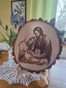 Obraz wypalany w drewnie Św Rodziny 