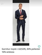 Garnitur męski  + krawat r.62(52R), 84% poliester 16% wiskoza