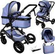 KIDUKU WÓZEK 3W1 KOMPLETNY ZESTAW BUGGY GONDOLA FOTELIK UV50 