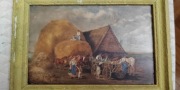 Stary obraz XlX wiek,,Scena wiejska,,