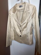 Marynarka żakiet i spódniczka beżowa kremowa złota wiskoza bawełna Caterina