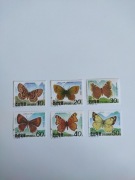 Zestaw znaczków Korea Północna 1991 – motyle, komplet 6 szt.