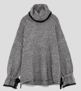 ZARA Luksusowy SWETER z wiązanym rękawami M