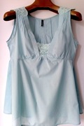 Topshop letnia sexi naturalna bluzka 36 38 S M 100% bawełna błękit