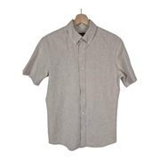 Beżowa koszula Cubus męska lniano-bawełniana, krótki rękaw, rozmiar S