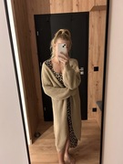 Beżowy sweter oversize rozmiar uni 34 36 38 xs s m długi rękaw ciepły