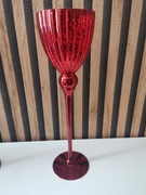 Ozdobny czerwony świecznik kielich Glamour Wysoki 40 cm