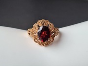 Pierścionek srebro 925 złocone, granat naturalny