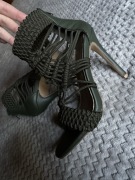 Buty szpilki plecione ciemna zieleń 40